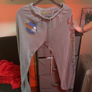 Grey aviator nation sweatpants